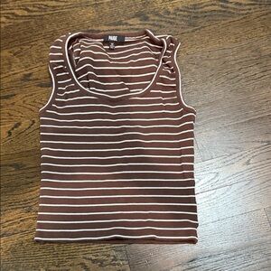 PAIGE Chocolate Brown Striped Ribbed Tank Top